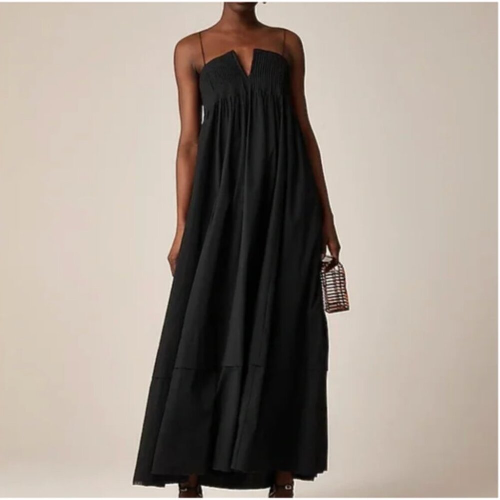J. Crew Collection Strapless Notched Maxi Dress in Black